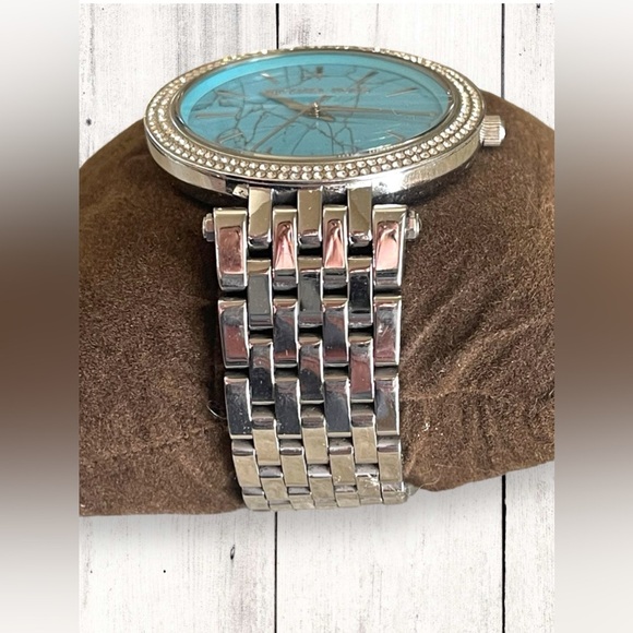 Michael Kors Women’s Silver and Turquoise Dial Face with Crystals Darci MK3403 - Picture 4 of 11